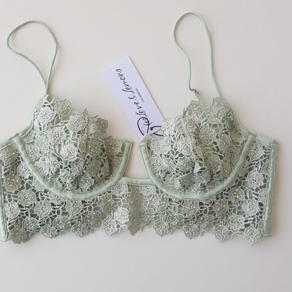 FOR LOVE AND LEMONS  !  Lace Bustier/Bra With Crystal  ( M ) - Picture 3 of 8